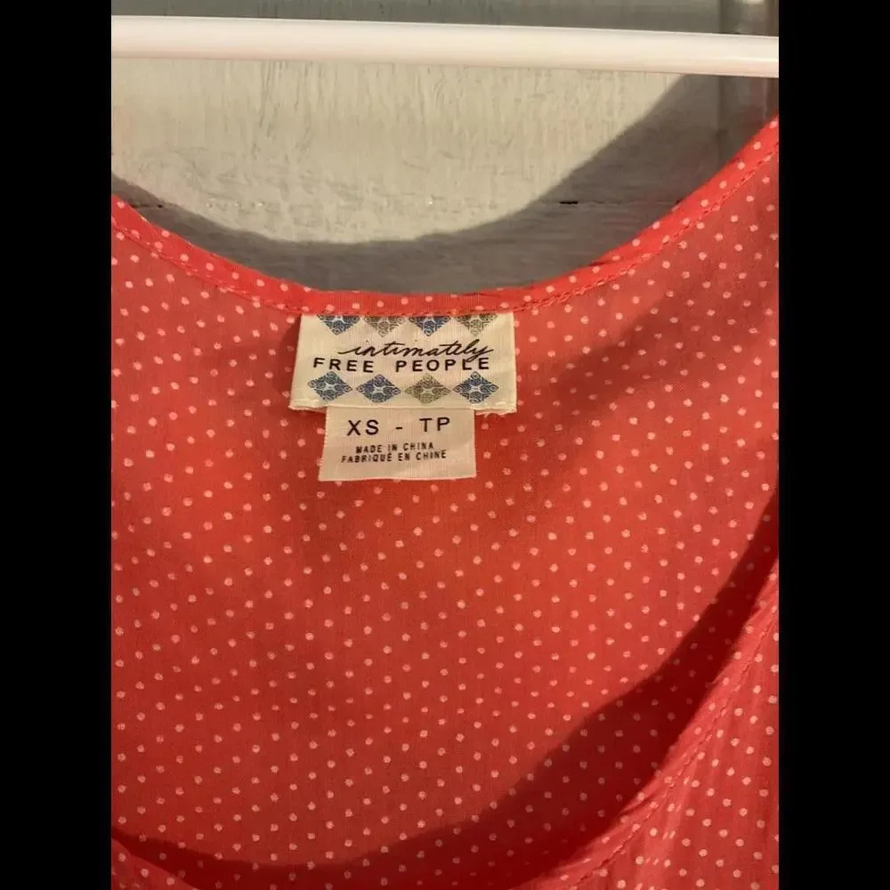 Intimately Free People Coral Polka dot Lounge and Lingerie  lace inserts Size XS
